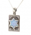 Silver and Opal Rectangle Star of David Pendant