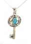 Silver and Opal Hamsa Key Pendant