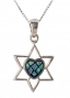Silver and Opal Star of David with Heart Pendant