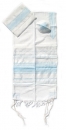 Gabrieli silk Tallit Set in White with Light Blue