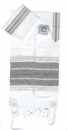 Gabrieli silk Tallit Set in White with Black