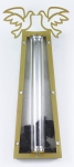 Glass and Wood Doves Mezuzah-Gold with background- by Landesman