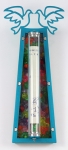 Glass and Wood Doves Mezuzah - Turquoise with background- by Landesman