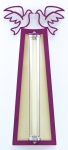 Glass and Wood Doves Mezuzah - Plum with White Background- by Landesman