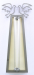 Glass and Wood Doves Mezuzah Case - Silver with White Background- by Shraga Landesman