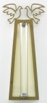 Glass and Wood Doves Mezuzah Case -Gold with white background- by Shraga Landesman