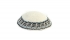 White Knitted kippah with black and light blue border