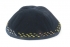 Hand Decorated Velvet Kippah with Pastel Colorful Border