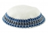 Handmade Premium DMC White Knitted kippah with gray border