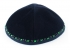 Hand Decorated Green and White Velvet Kippah