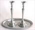 Pewter Candlesticks with designed Tray