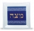 Glass Matzah Tray-Blue flower design