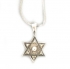 Rhodium Silver Necklace Magen David with Hamsa
