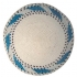 White Knitted Kippah with blue border 6.1"