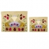 Beige and gold Raw Silk Tallit and Tefillin Bag -Pomegranate design