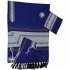 Gabrieli Wool Tallit Set - Blue with Gray Stripes