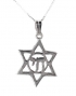 Sterling Silver Star of David with Chai Pendant