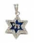 Blue Enamel "Chai" Star of David Pendant