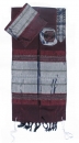 Gabrieli silk Tallit Set in Dark Red with Silver