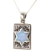 Silver and Opal Rectangle Star of David Pendant