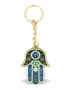 Blue Hamsa Keychain with Chai