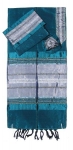 Gabrieli silk Prayer Shawl Set in Green with Silver