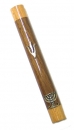 Two tone wood mezuzah with pewter menorah