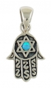 Silver and Opal Star of David Hamsa Pendant