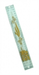Glass Mezuzah with Jerusalem Design and Gold Shin