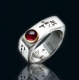 Five Metal Square Ring with Garnet
