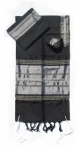 Gabrieli silk Tallit Set in Black with Silver