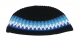 Black Frik Kippah with blue and white stripes