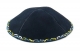 Hand Decorated Suede Kippah with colorful border