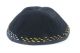 Hand Decorated Velvet Kippah with Pastel Colorful Border