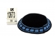 Navy knitted kippah with light blue border