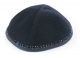 Hand Decorated Velvet Kippah with Colorful border
