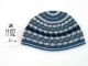 Blue and white handmade knitted kippah
