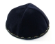 Hand Decorated Kippah with green and gold border