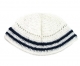 White Frik Kippah with Navy border stripes