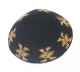 Black and Gold Knitted Kippah 6.1"