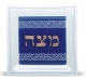 Glass Matzah Tray Blue flower design