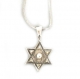 Rhodium Silver Necklace Magen David with Hamsa