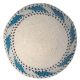 White Knitted Kippah with blue border 6.1"