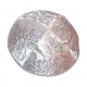 White Kippah with silver flower design