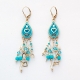 Blue Bead Heart Oriental Earrings by Ester Shahaf