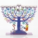 Family Tree Hanukkah Menorah  Purple