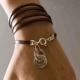 Long Leather Bracelet With Double Silver 72 Names by HaAri