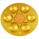 Gold-Seder-Plate-by-Shraga-Landesman-with-Gold-colored-cups