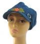 Womens Denim Cap with flower applique
