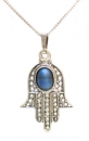 Sterling Silver Hamsa with Stone Pendant